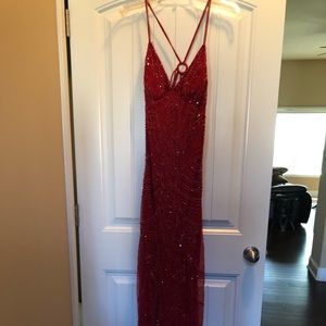 Red sequins dress